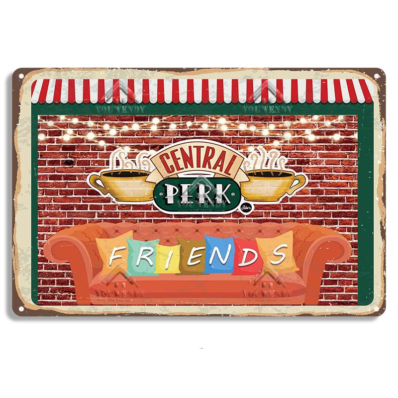 Central Perk Friends Kaffee, Vintage Metallblechschild, Dekorative Plakette, Retro Schild Cafe Küche Wohnzimmer Bar Poster, UW83