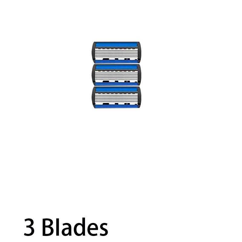 6-Layer Men's Safety Razor with Anti-Scratch Replaceable Blade Head