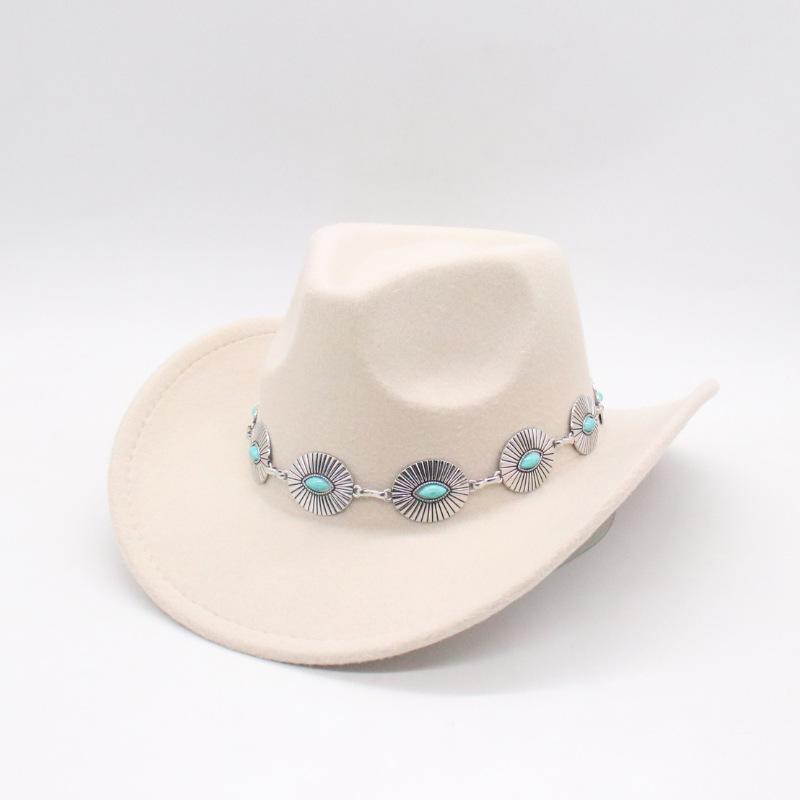 Western Cowboy Hat Jazz Top Hat Concave Men'S And Women'S Party Felt Jazz Hat