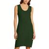 Womens Fashionable Loose-Fit Sleeveless Cotton-Linen -Color Dress With Pockets