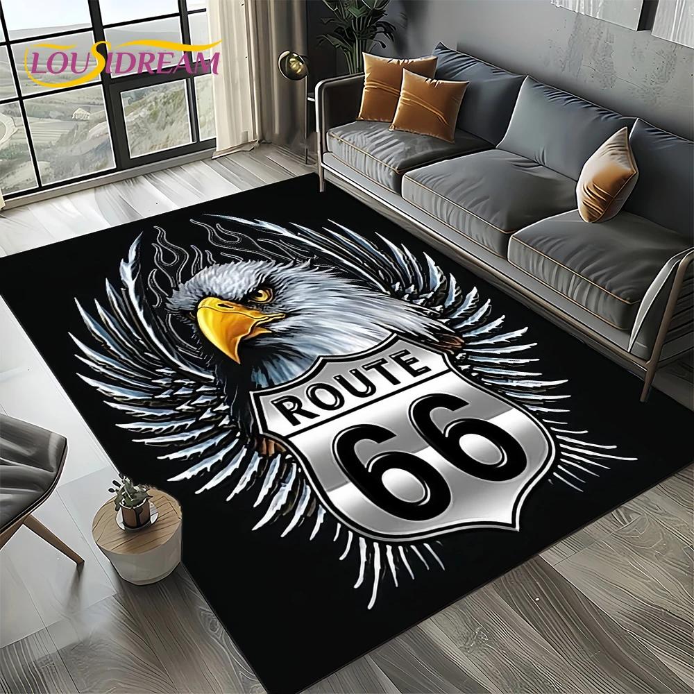 Route 66 Retro America Historic Mother Road,mãe EstradaCarpet Rug for Living Room Bedroom Home Sofa,Area Rug Non-slip Floor Mat
