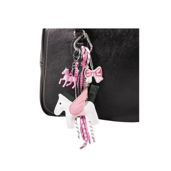 Keychain Pendant Faux Leather Horse Charm Key Chain with Woven Rope Keys Handbags Wallets Accessories