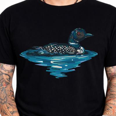 Duck T Shirt Loon Bird Lake Graphic Tee Birdwatcher Nature Fishing Gift Wildlife
