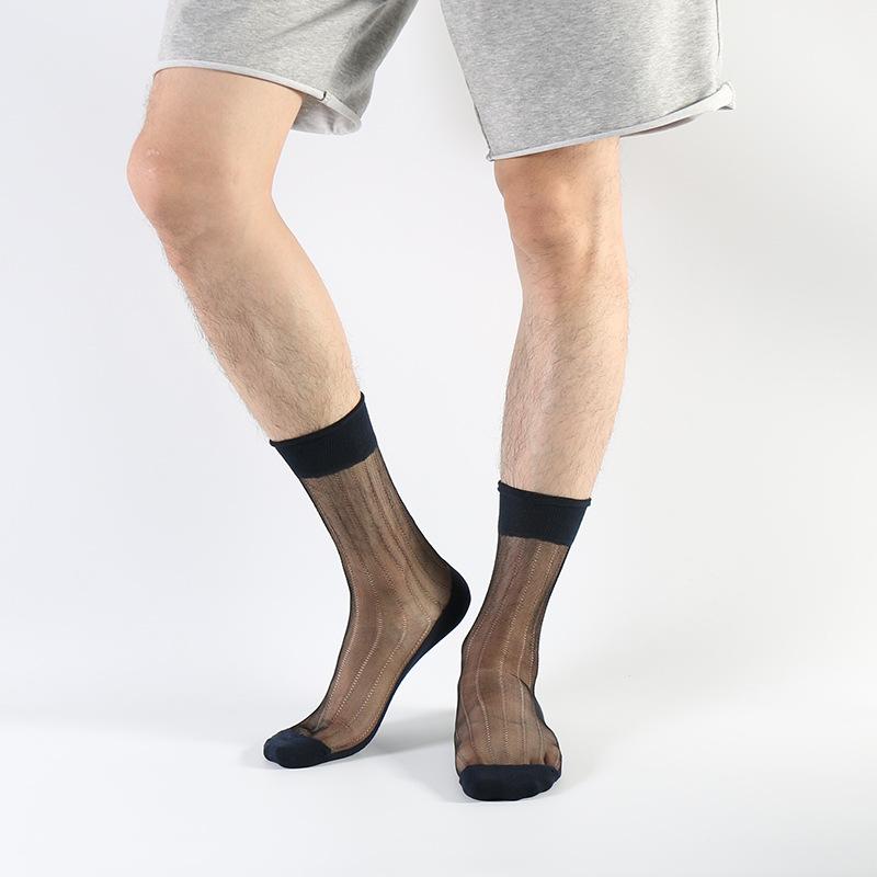 Men's Spring and Summer Simple Breathable Cylinder Crystal Stockings