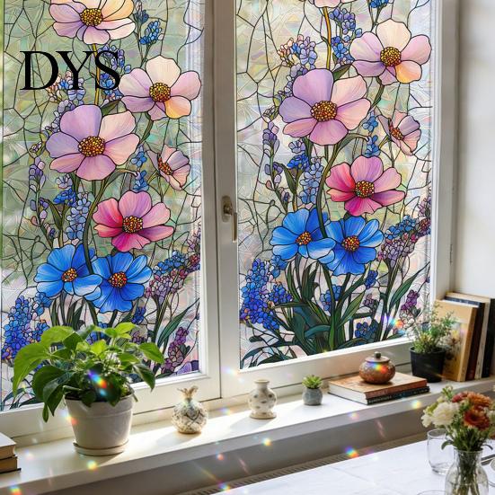 Easy Care Window Decal Rainbow Privacy Film, Decorative Static Cling Stickers, Heat Control & UV Blocking Colorful Light Glass Cling, Waterproof