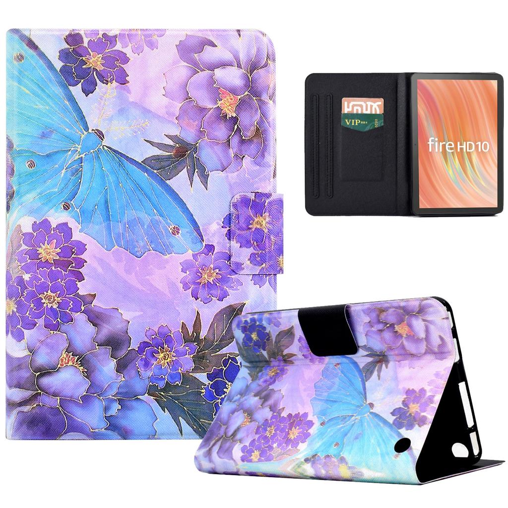 A2 For Amazon Fire HD 10 (2023) Case Pattern Printed PU Leather Tablet Cover with Card Slots