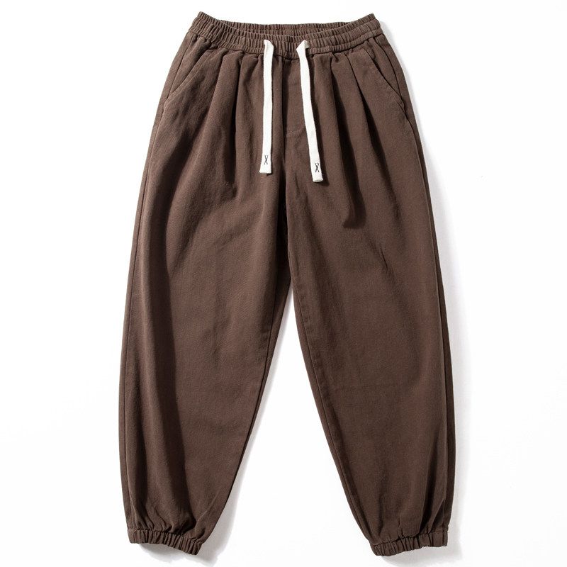 Heavy Weight Fall and Winter Washed Japanese-Style Retro Casual Pants Coffee M