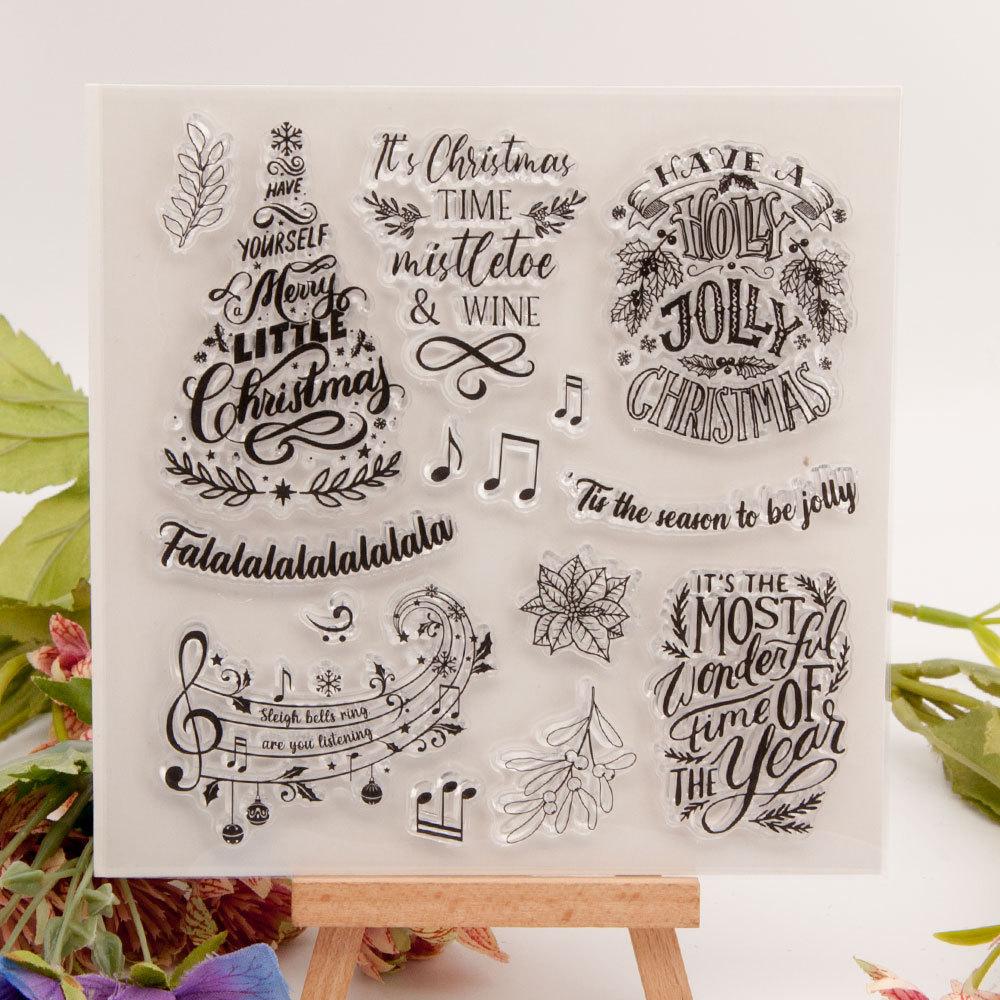 Frohe Weihnachten transparente Silikon-Stempel für Siegel, DIY, Scrapbooking, Fotoalbum, Dekor, Blume, alles Gute zum Geburtstag