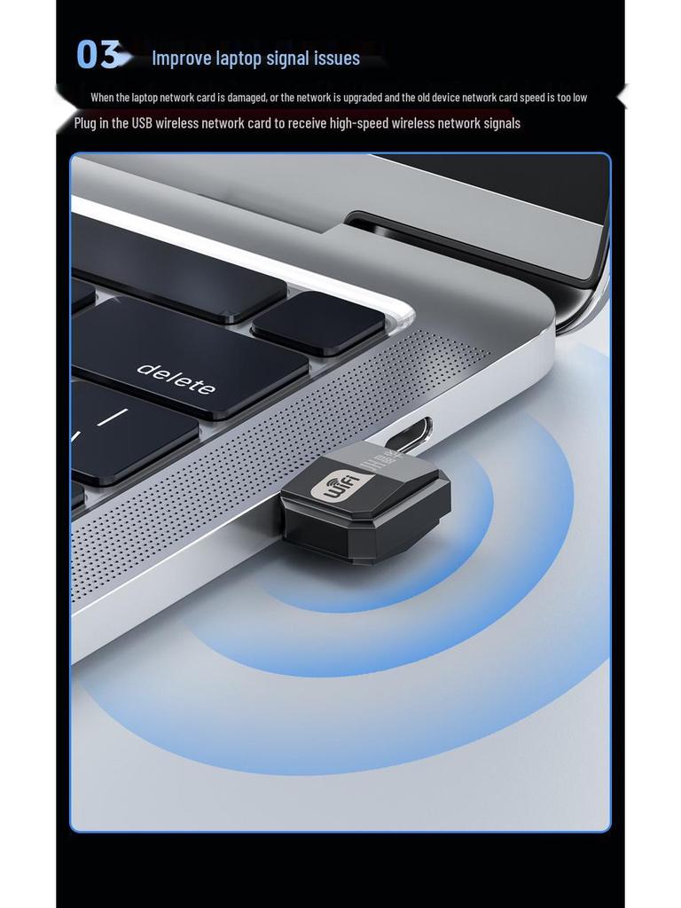 Jinghua 300M Mini WiFi6 Dual-Band USB Network Card with High-Gain Antenna.