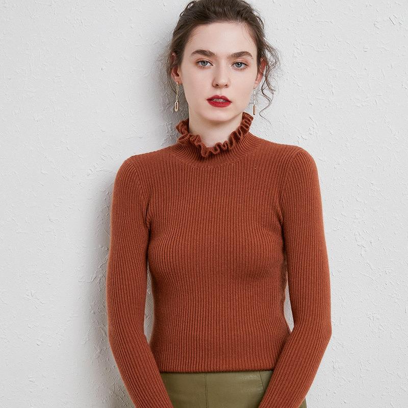 2020 Autumn Winter Women's Knitwear: Korean Style Floral Collar Striped Sweater Jacket