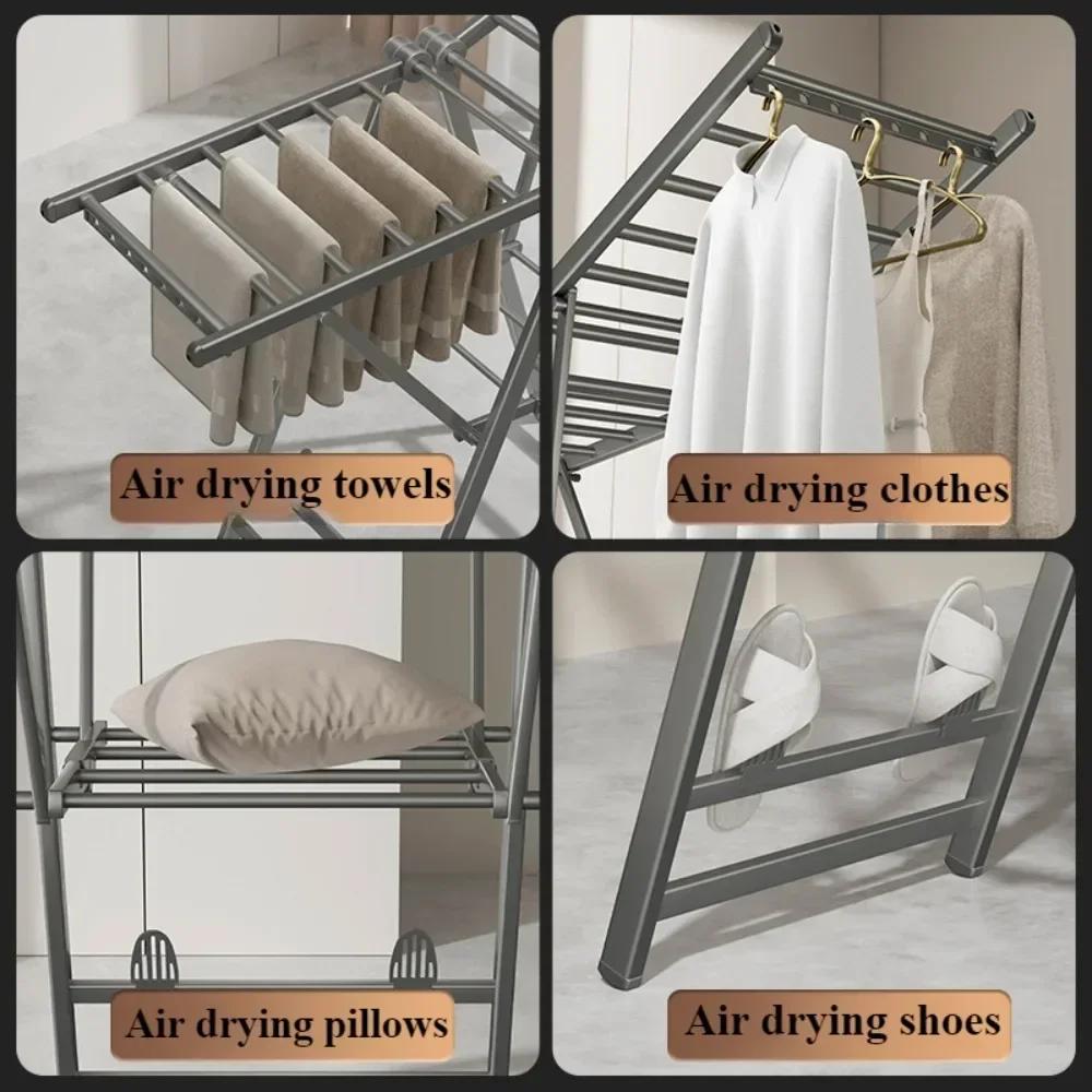 Foldable Drying Rack Floor Standing Balcony Clothes Rack Indoor Drying Hanger Large Capacity Save Space Foldable Clothes Hanger