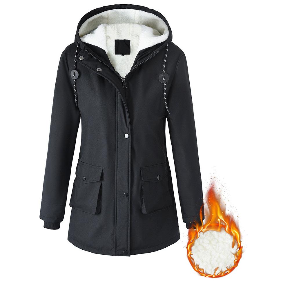 Outdoor Sports Winter Parkas Women's Berber Fleece-padded Jacket Hooded Coats Oversize Loose Windproof Rainproof Outerwear