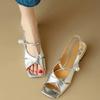 Women's Sandals Square Toe One-line Buckle Pearl Square Heel Shoes Women Dress French Elegant  Anti-slip New Zapatillas De Mujer