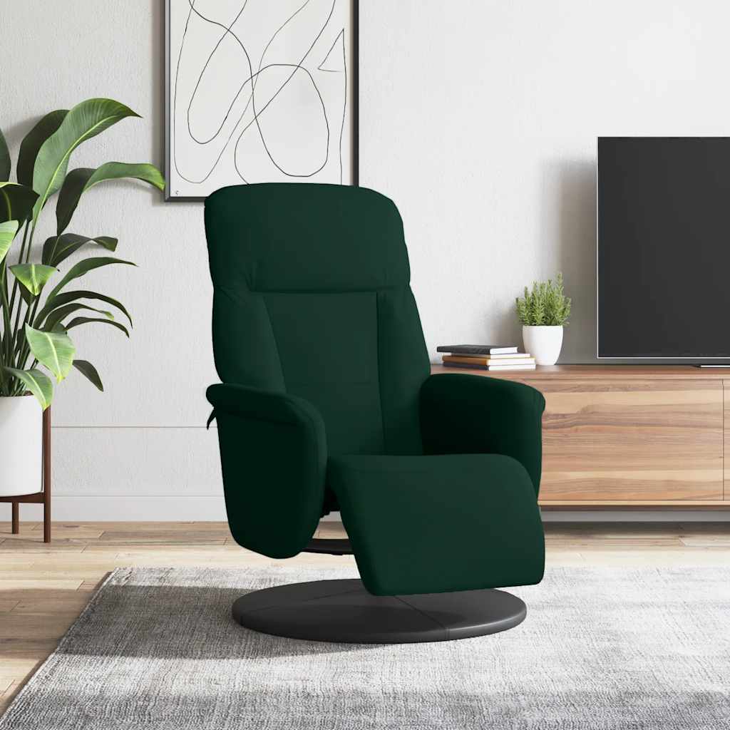 Recliner Chair with Footrest Dark Green Velvet
