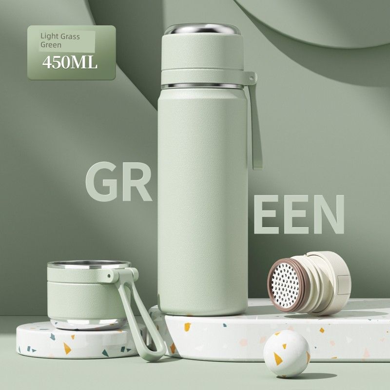 

Large-Capacity Thermos Cup for Women, Good-Looking 316 Stainless Steel Tea Cup, Portable Outdoor Water Bottle Cup for Men Asakusa Green 450ml - Carry Handle Version