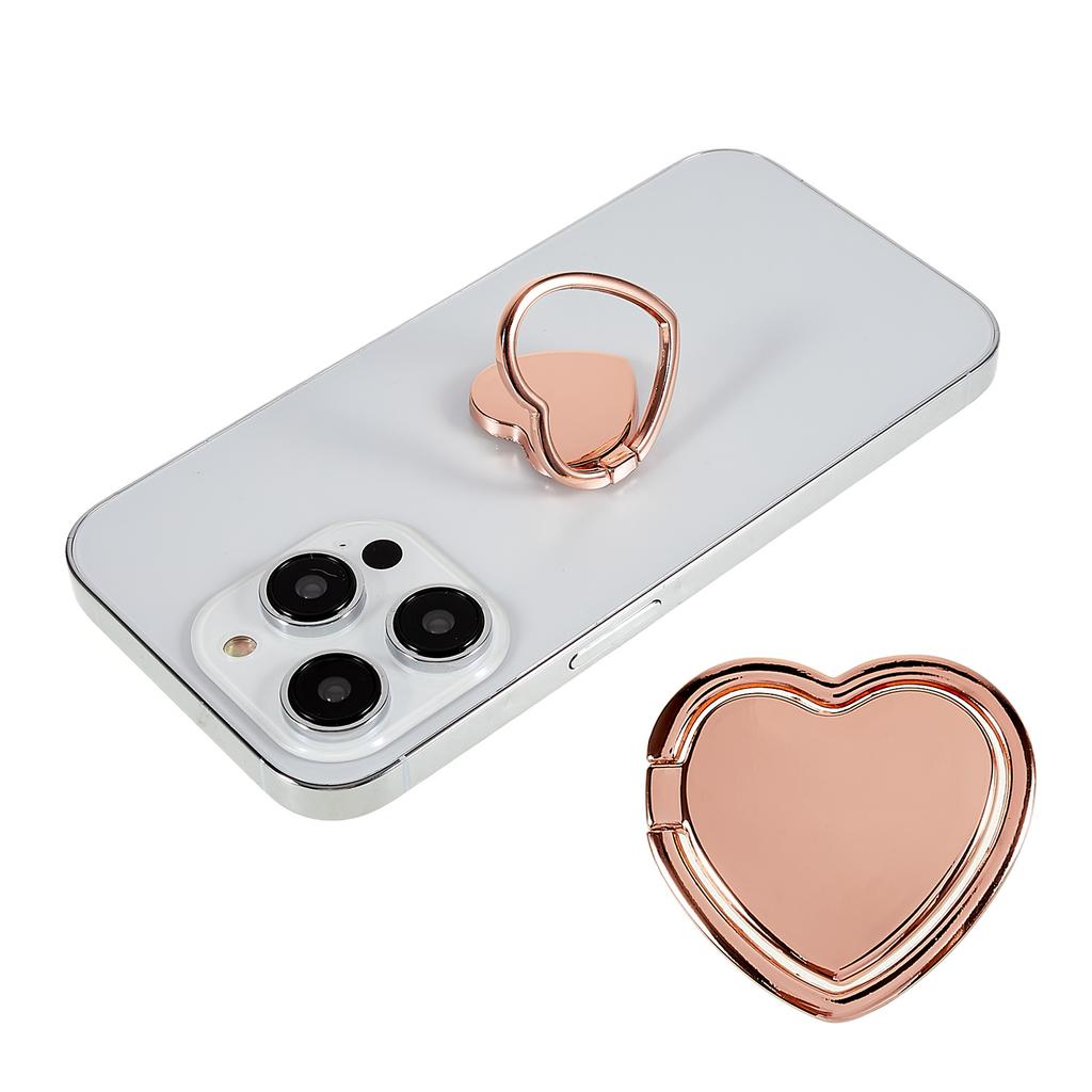 Love Heart Shaped Cell Phone Ring Holder 360 Degree Rotation Finger Ring Kickstand Metal Phone Grip
