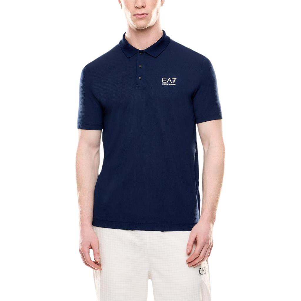 Emporio Armani Solid Logo Letter Print Button Pullover Short Sleeve Polo Shirt Men Polo Shirts Navy-Blue 7M000168-AF13755-UB107