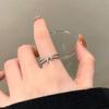 Micro-Pave Zircon Bow Open Ring: Women's Retro Luxury Index Finger Jewelry 2024