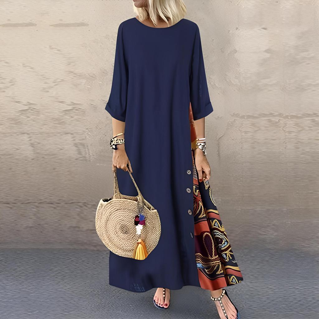 Plus Size Maxi Dress for Women Floral Loose Big Swing Half Sleeve Casual Holiday Robe Long Vestidos