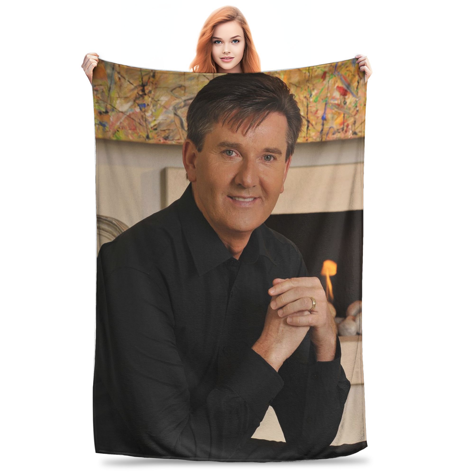 Pandara Jewelry Unisex Gold Flannel Throw Blanket Daniel O'donnell Collection Warm Plush Blankets Soft Bedspread For Bed Living Room Home Picnic Couch