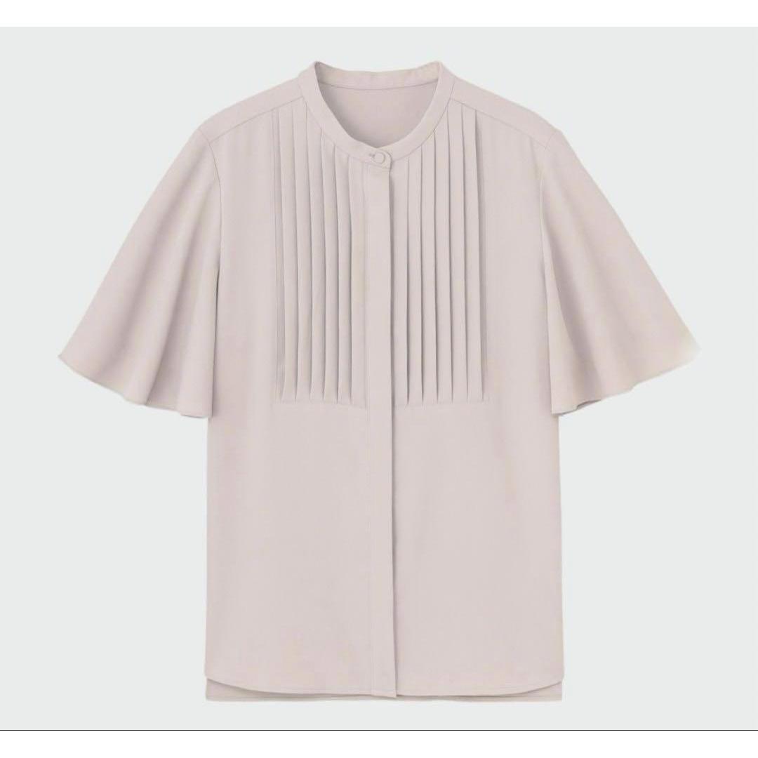 Plaste Georgette front tuck blouse (short sleeves) beige