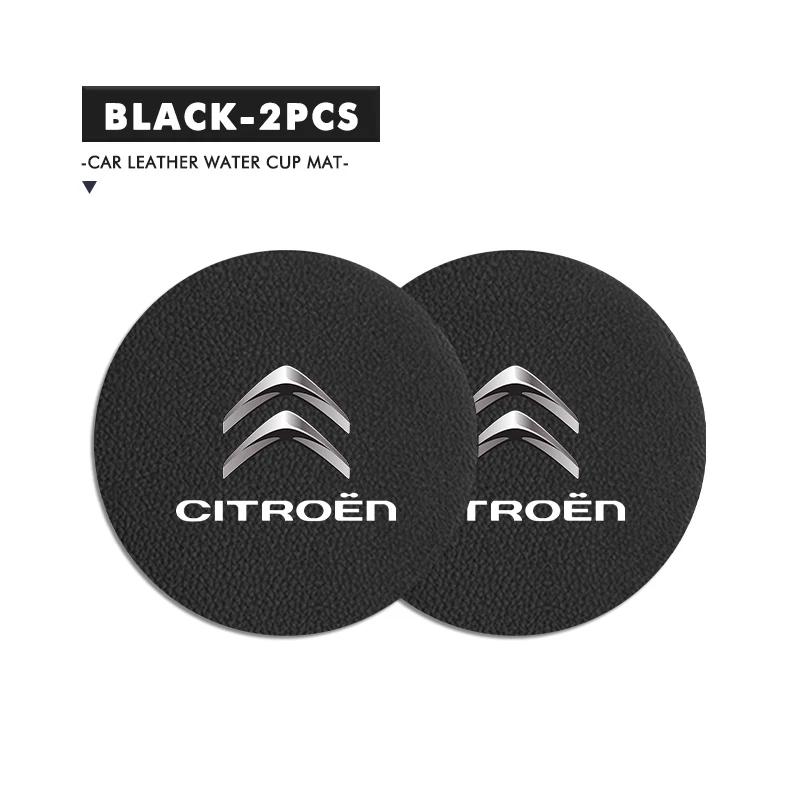 

2pcs Leather Anti-Slip Mat Suede Car Coaster Water Cup Holder For Citroen Jumper Celysee Cactus Picasso Aircross Saxo Grand