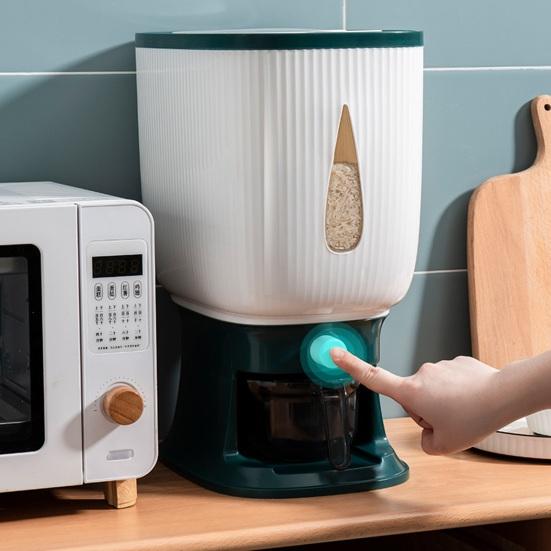 Distributeur de Riz Boîte de Rangement pour Riz Étanche à l'Humidité Capacité 10 kg Récipient Scellé pour Riz Ménager avec Tasse à Mesure pour Étagère de Cuisine Garde-manger