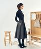 Pelimela Twill A-Line Belted Skirt (Gray)