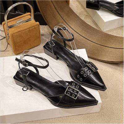 Fashion Female Pointed Toe Footwear Ankle Strap Ladies Medium Heels Shoes Shallow New 2024 Fashion Buckle Women 4cm Heels Pumps Shoes