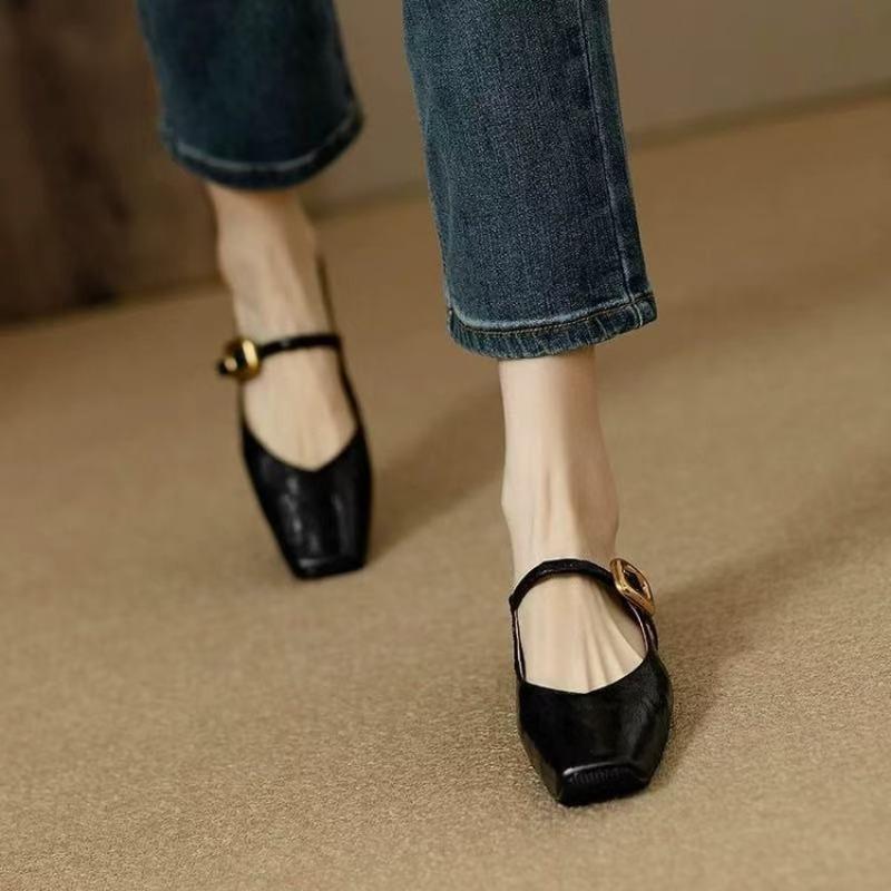 2026 Women's Square Head Mules Summer Outdoor Wear Thick Heel Half Slippers One-Strap Ancient Shoes Single Shoes