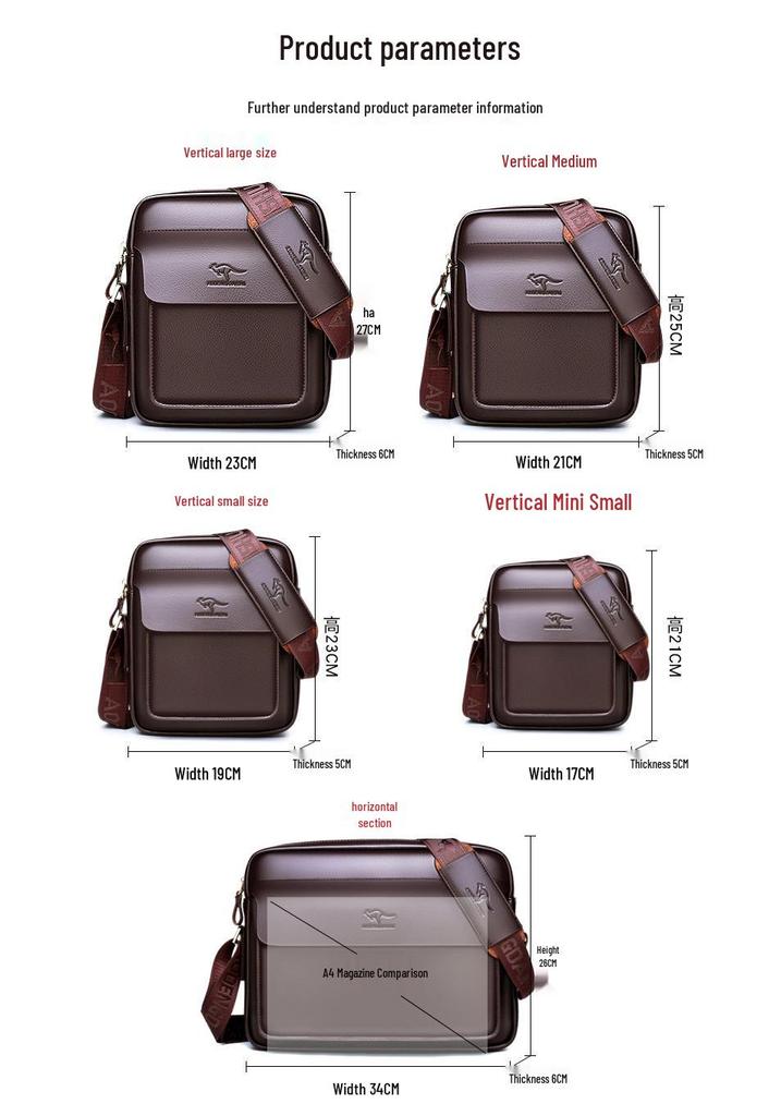 Kangaroo Men's Crossbody Bag - Single Shoulder Bag for Business Travel and Casual Wear