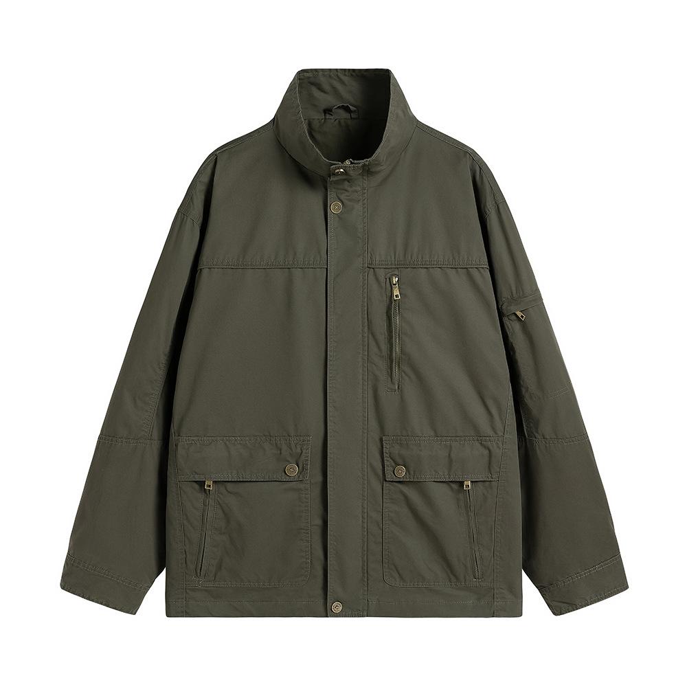 

Весенне-осенняя мужская тонкая куртка в американском рабочем стиле с несколькими карманами, повседневная, свободного кроя, универсальная, простого стиля, для спорта и активного отдыха XXXXL