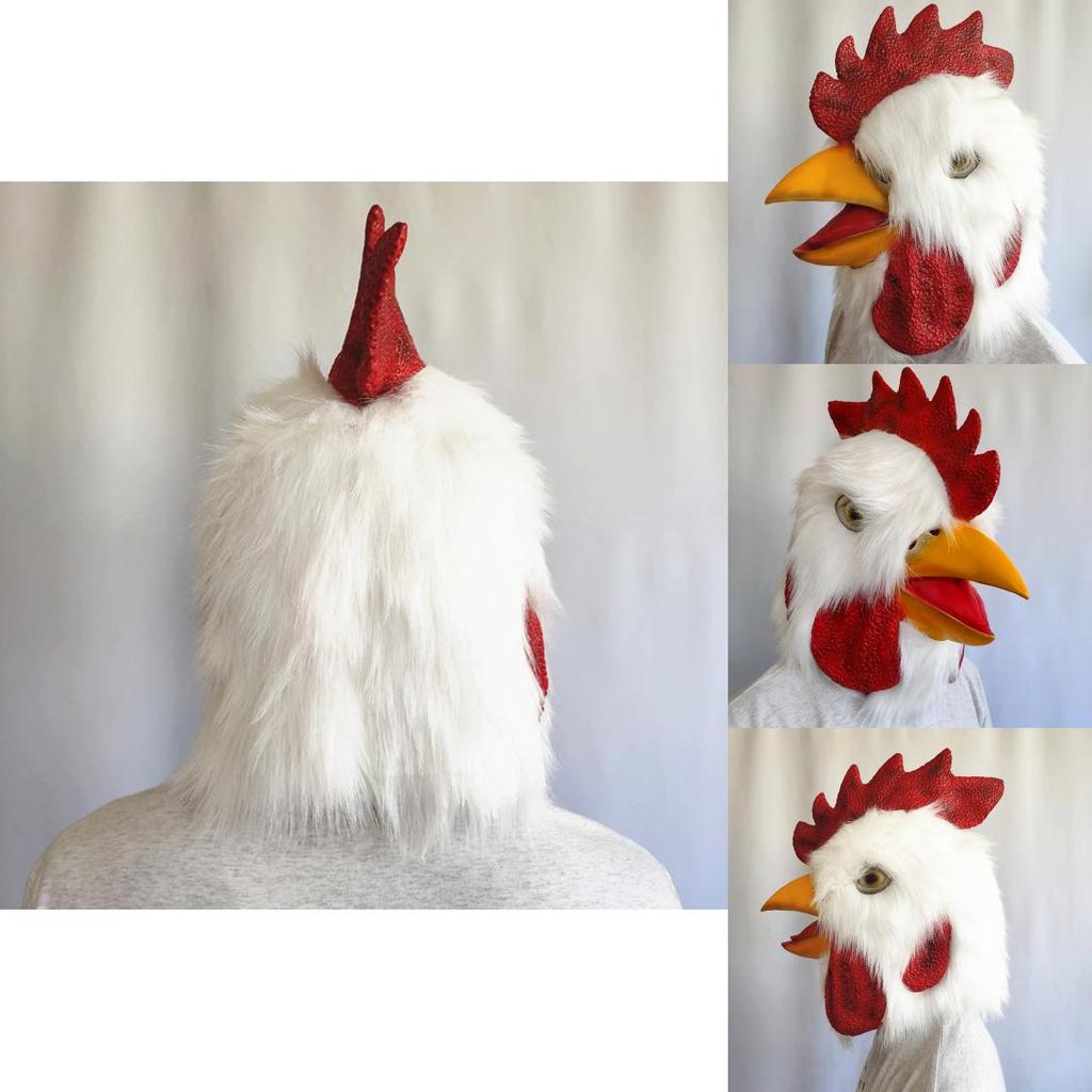 Halloween Animal Latex Chicken Mask With Plush Headpiece For Costume Play And Party Occasions