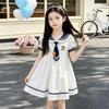 Korean Style Girls' Cartoon Sailor Collar Summer Dress