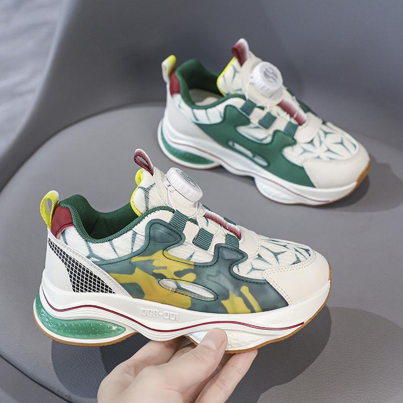 

Children s sports shoes Rotating button men s and women s middle-aged and older children s running shoes Four seasons tide shoes Non-slip platform 39