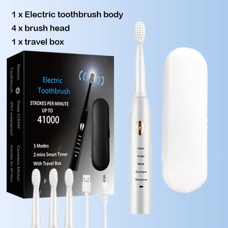 Electric Toothbrush For Rechargeable Tooth Brushes Washable Electronic Whitening Teeth Brush Timer Brush Whit Replace Clean Head
