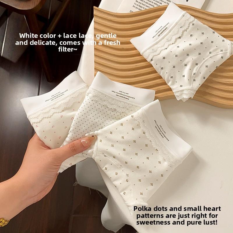 Female Spring and Autumn Sexy Lace 10A Bacteriostatic Extended Bottom Crotch Breathable Skin Friendly Ice Silk Briefs
