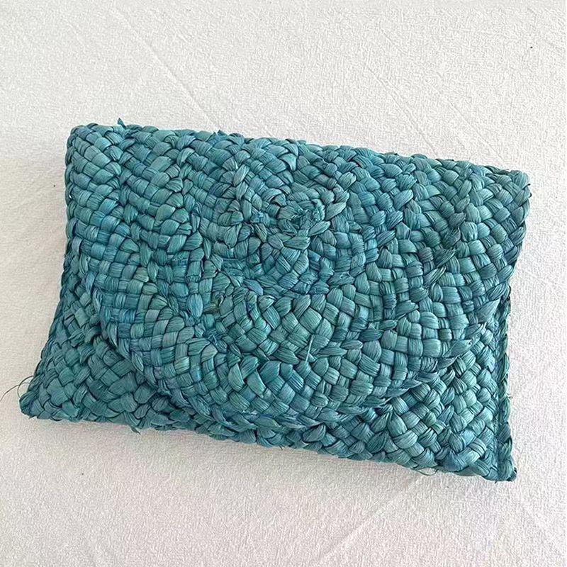 Handmade Women's Straw Corn Husk Clutch & Coin Purse - Casual Woven Beach Bag
