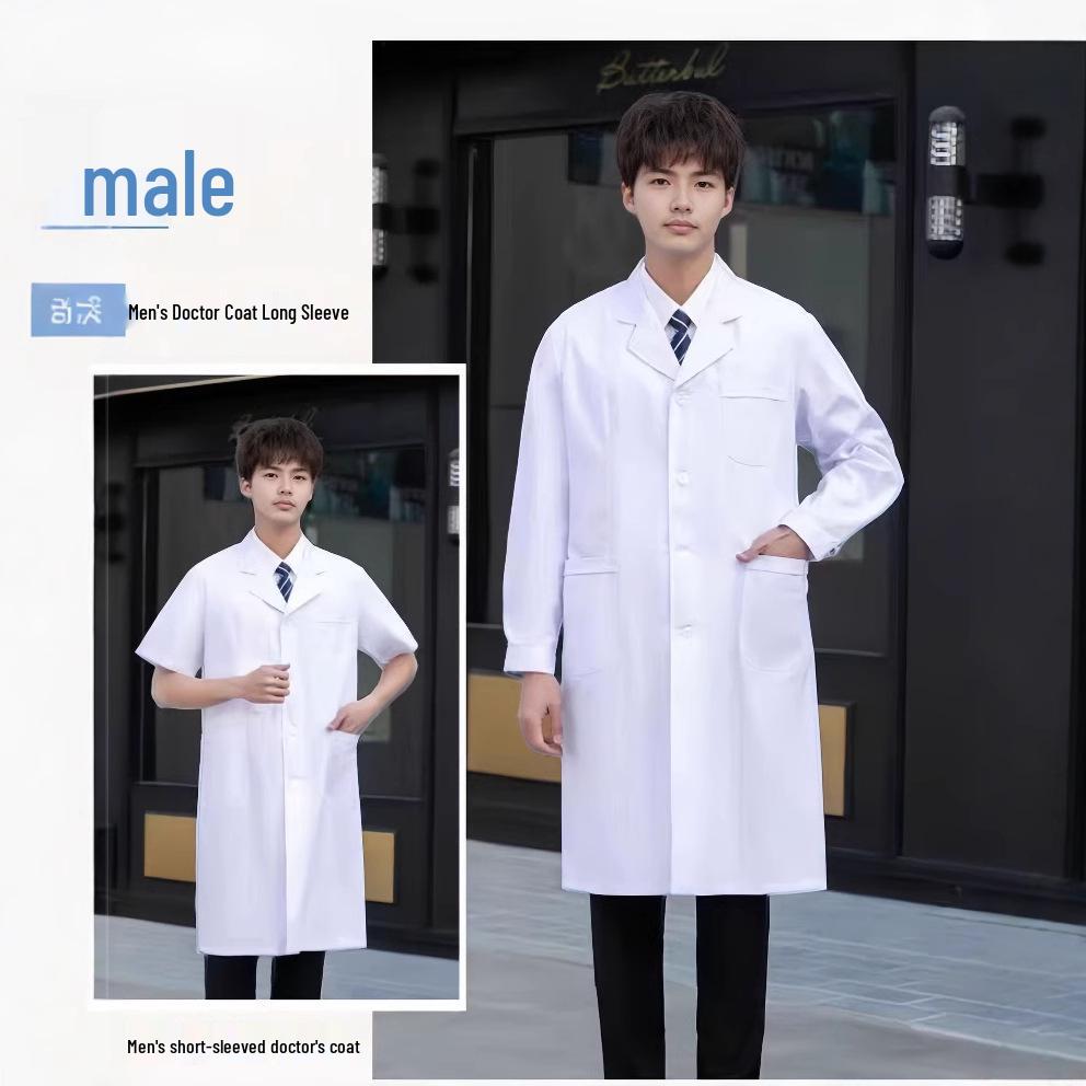 Unisex Short & Long Sleeve White Lab Coat for Medical Professionals and Students – Ideal for Autumn and Winter