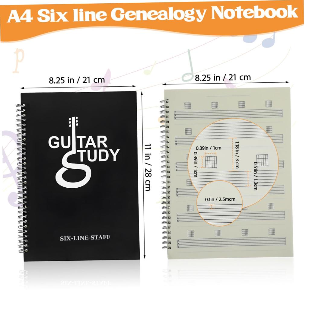 HONITANO Guitar Tablature, A4 size, for beginners, includes notebook, prevents ink from getting mixed in, for guitar sheet music.