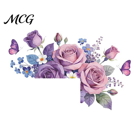 Non-damaging Wall Sticker Light Switch Plate Stickers, Fresh Painted Rose Floral Decorative Cover Waterproof Traceless Living Room Adhesive фиолетовый