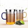 High borosilicate glass elegant cup home office single layer stainless steel filter transparent high temperature resistant flower teacup