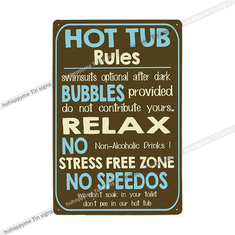 Funny Welcome To Our Hot Tub Metal Sign Vintage Poster Sandy Beach Bathroom Decor Painting Plate Bar Beer Wall Sticker 20x30cm