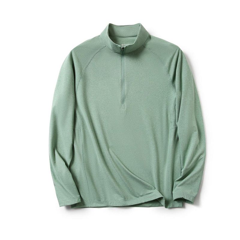 Outdoor Quick-Drying Sports Fitness Running Long-Sleeved Physical Training Clothing Autumn and Winter Half-Zip T-Shirt Export Men's T-Shirt
