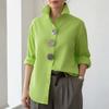 Women Stand Collar Long Sleeve Shirt with Button Front Loose Fit Blouse for Casual and Office Wear Suitable for All