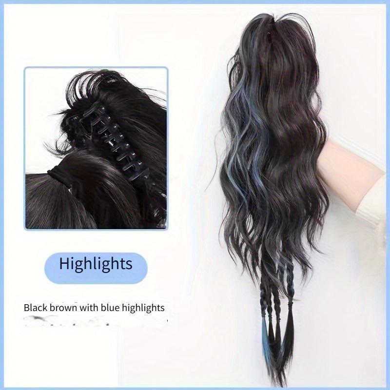 

Curly hair with colorful braids & large hair clip, stylish for holidays, parties, daily outings & work. 24inch
