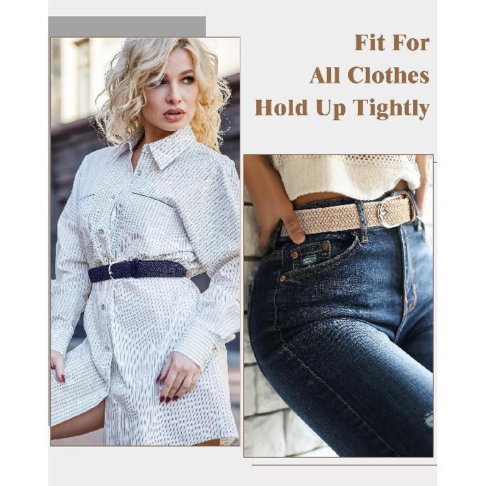 SATINIOR 4er-Pack Stretchgürtel Damen Herren Gewebtes Geflochtenes Hüftband für Damenkleid Strumpfhosen Golf Freizeitanzüge Hemden Jeans
