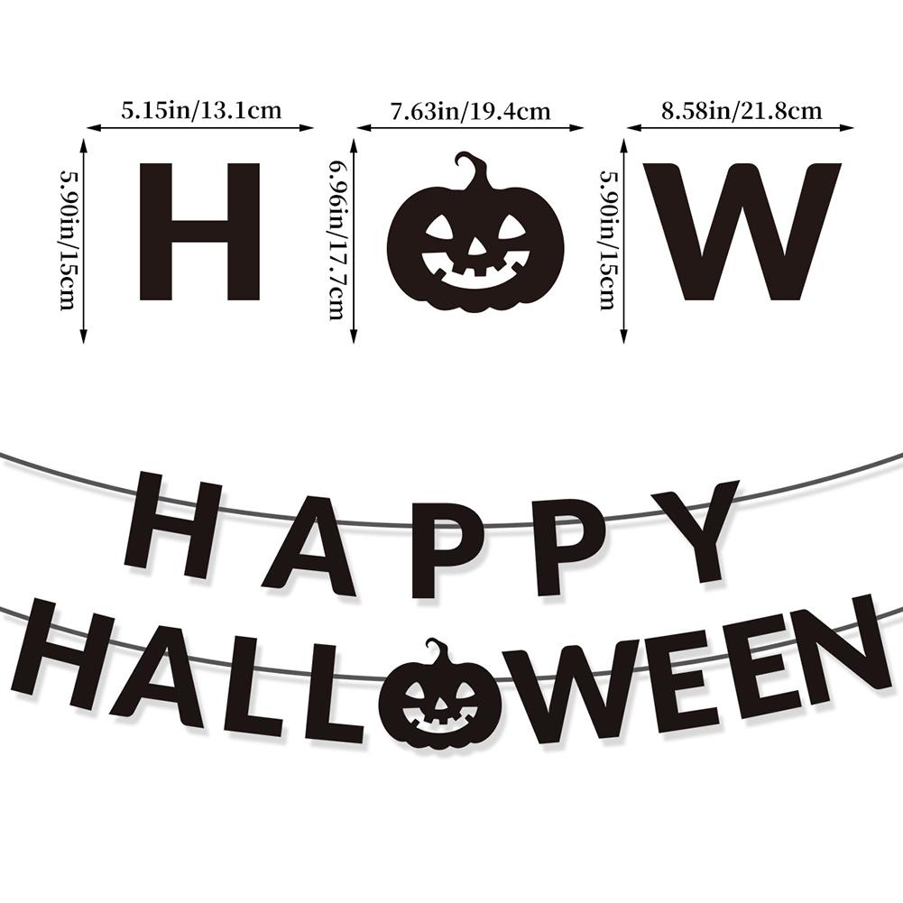 Happy Halloween Banner Ghost and Pumpkin Bunting Pennant Flag Photo Home Porch Atmosphere Party Decor Supplies