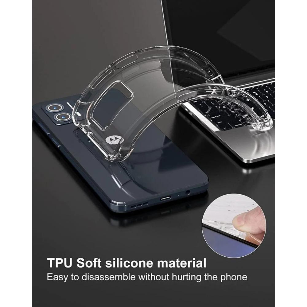 Etui z TPU odporne na wstrząsy Airbag do Motoroli Moto G04 G14 G24 Power G34 G54 G84 G13 G23 G53 G73 Ochronne ultracienkie przezroczyste etui o pełnej ochronie