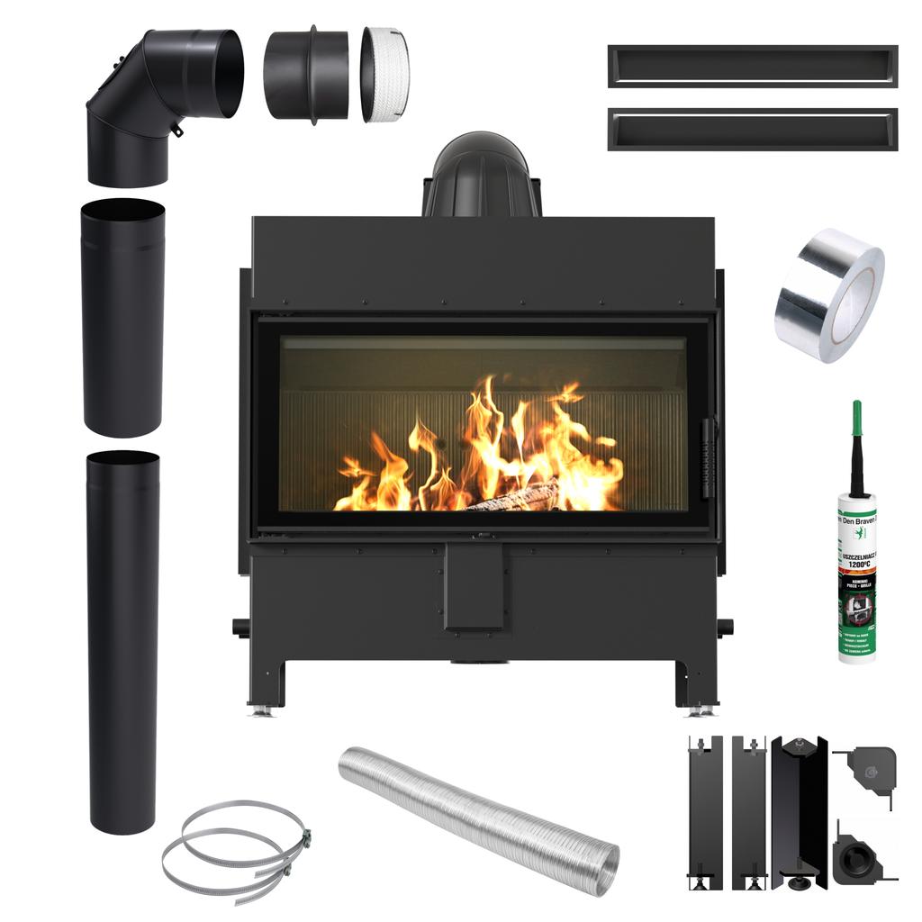 Fireplace Insert KRATKI LUCY 16 kW Ø200 BLACK Closing Mounting Kit